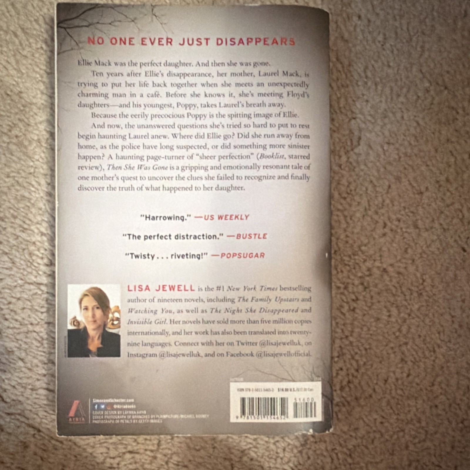 Lisa Jewell Then She Was Gone Paperback Book Club Edition Atria Books 2017