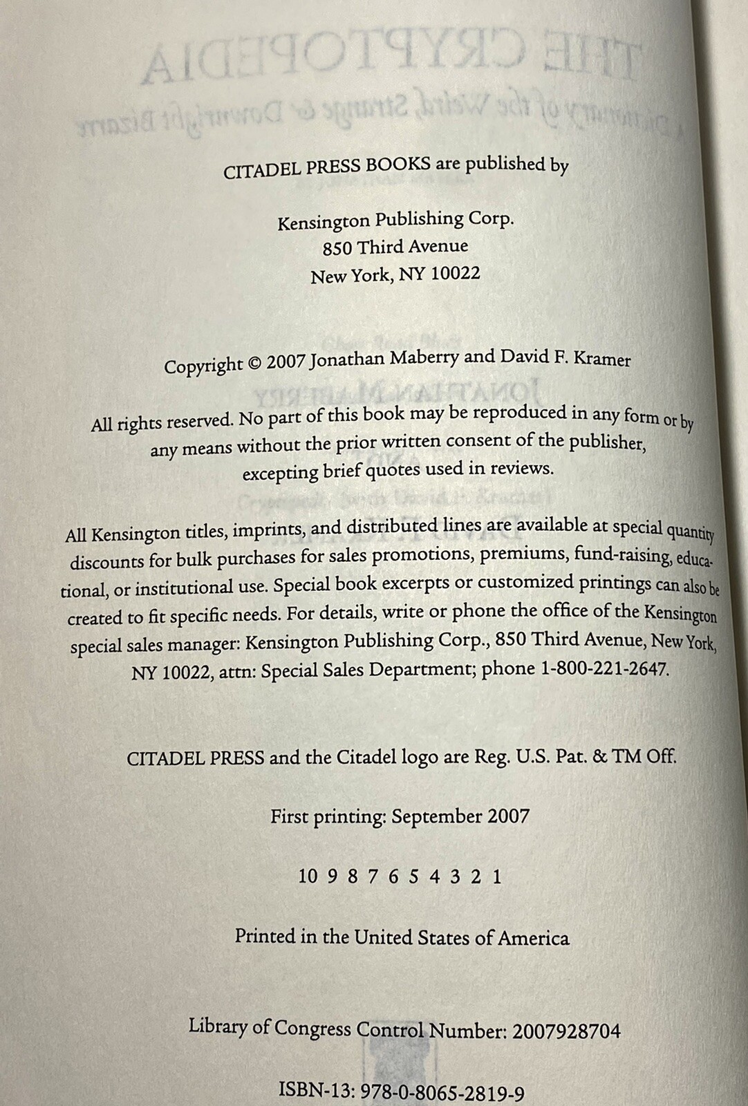 The Cryptopedia: A Dictionary of the Weird, Strange, & Downright Bizarre 1st ED