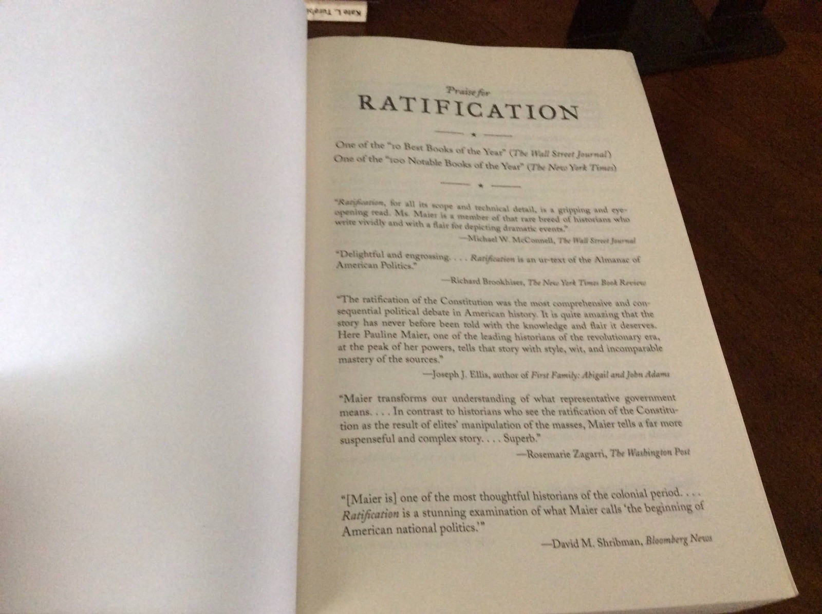 Ratification: The People Debate the Constitution, 1787-1788 by Pauline Maier PB