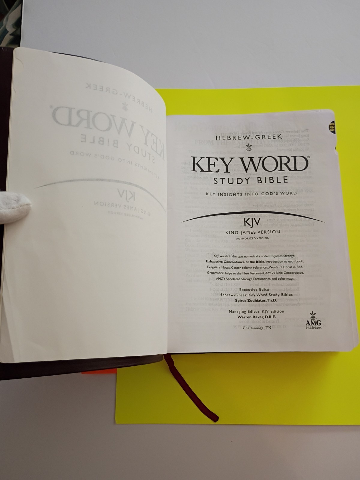 AMG KJV Hebrew-Greek Key Word Study Bible Warren Patrick Baker Bonded Index maps