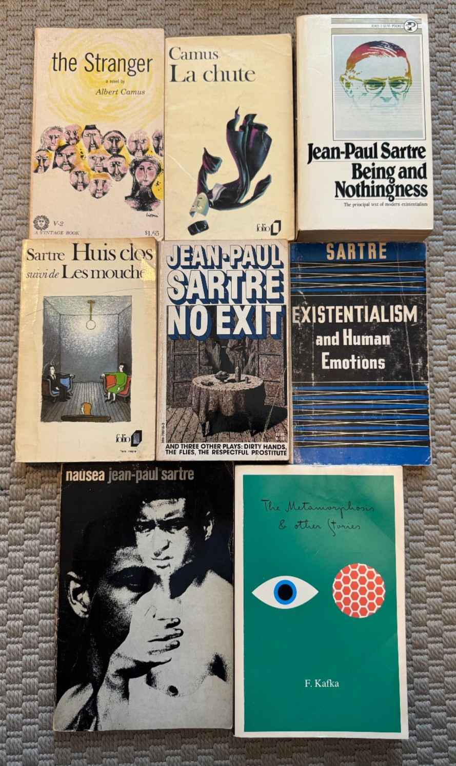 Existentialism Lot 8 Books Albert Camus Jean-Paul Sartre Franz Kafka Stranger