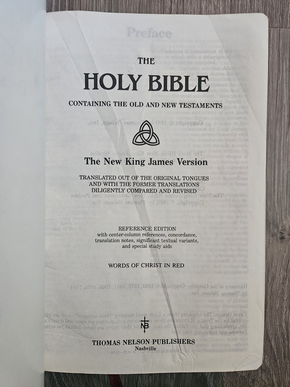 1983 Nelson NKJV Red Letter Bonded Leather Imperial Reference Bible Gilded 745BG