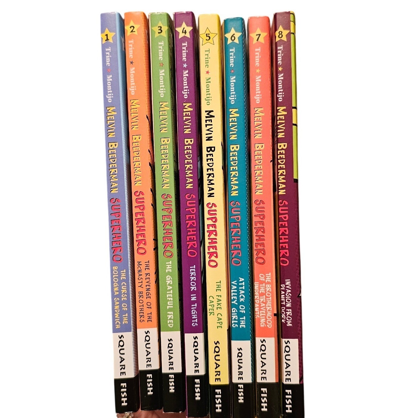 Melvin Beederman Superhero Books 1-8 Complete Series Greg Trine Square Fish Set