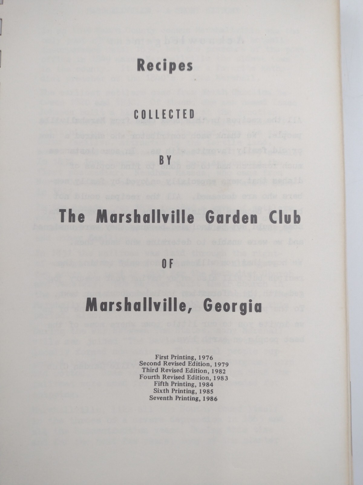 Marshallville Recipes Past And Present Paperback 367 Pages Copyright 1986