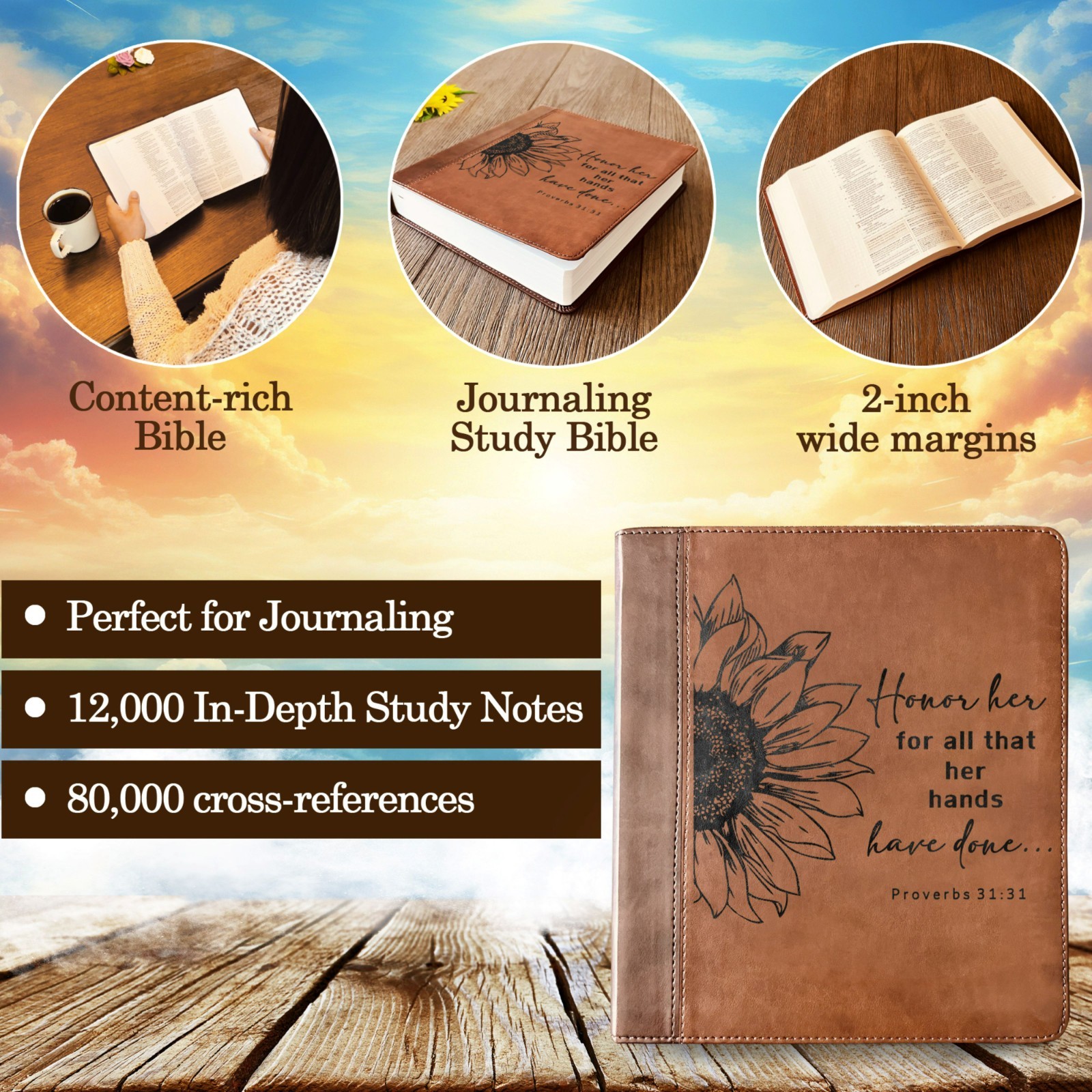 Custom Engraved ESV Journaling Study Bible, Baptism Gift for Men & Women