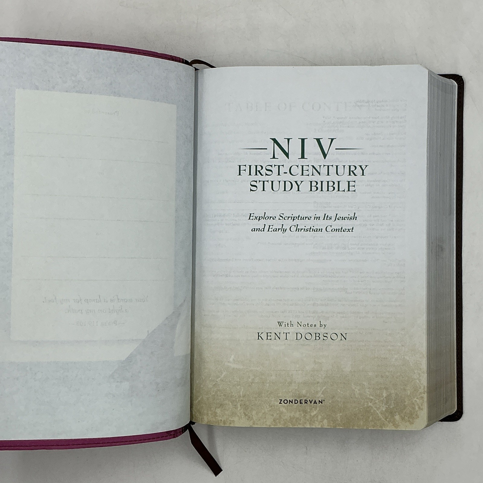 Zondervan NIV First Century Study Bible Dobson Italian Duo Tone Chocolate Orchid