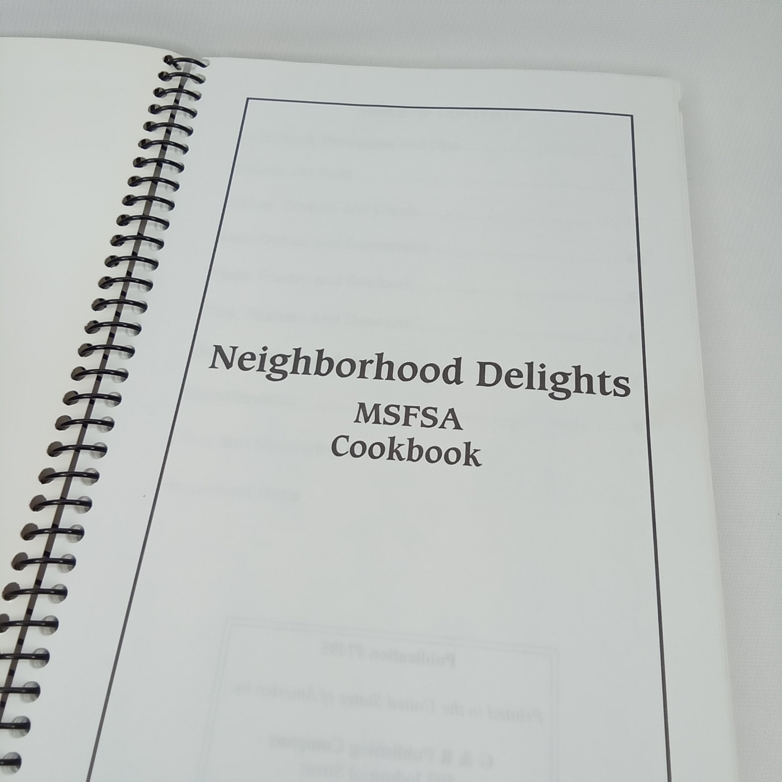Vintage 1990s Cookbook Neighborhood Delights MSFSA Community 100 Pages
