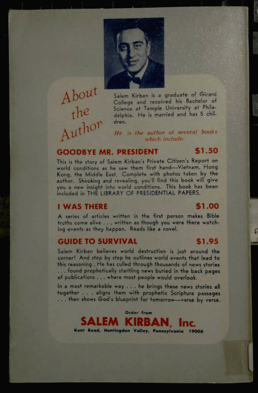How the World Will End GUIDE to SURVIVAL Salem Kirban 1969 Fundamentals of Faith