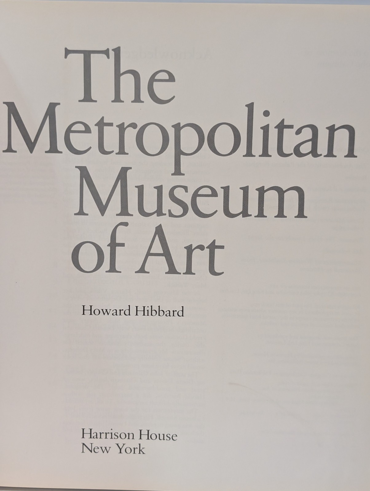 The Metropolitan Museum of Art by Howard Hibbard, 592 pages, hardcover book 1986
