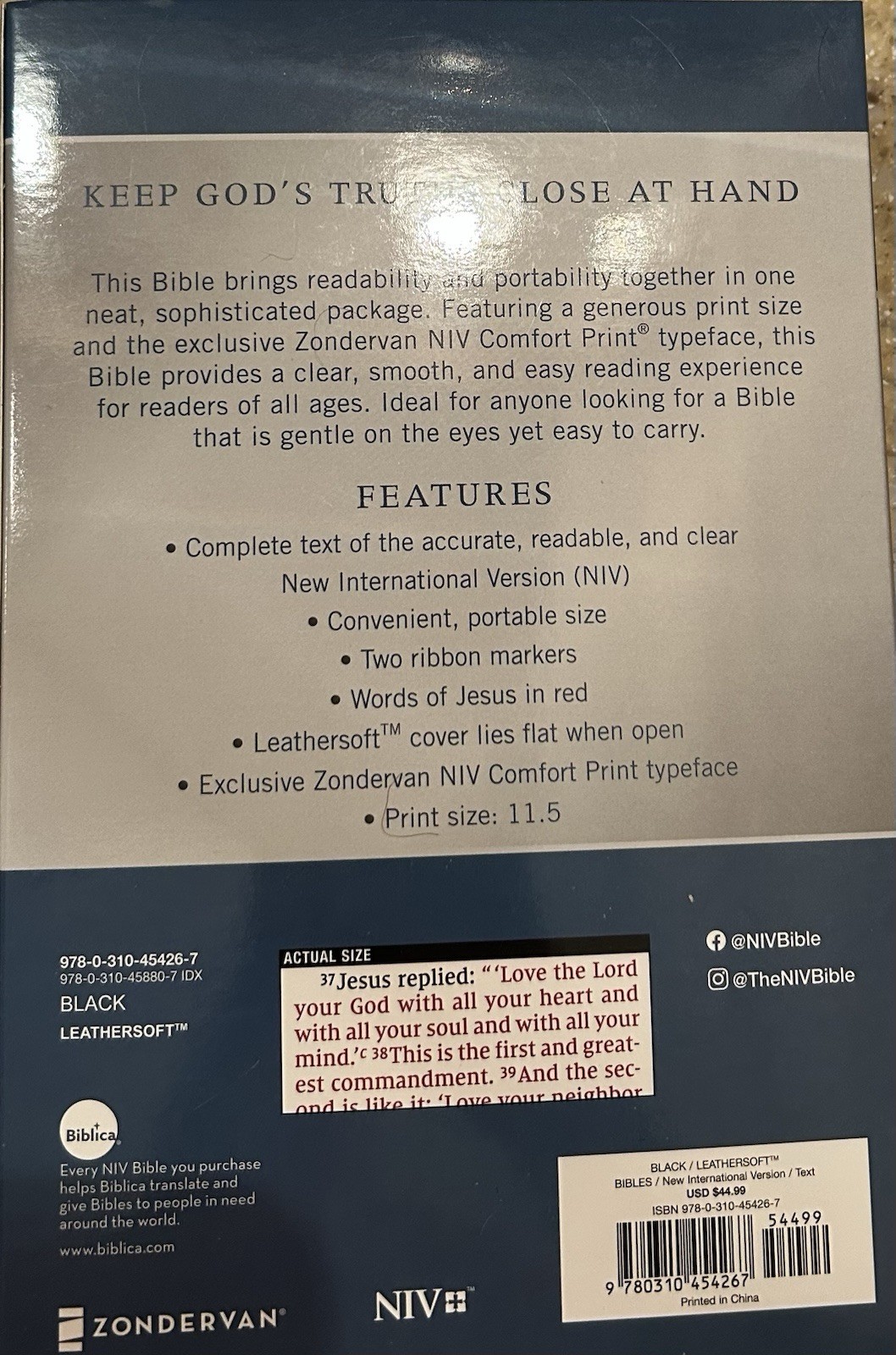 MAGNETIC CLOSURE NIV LARGE PRINT 11.5pt ENGRAVED Personal Size Bible Leathersoft
