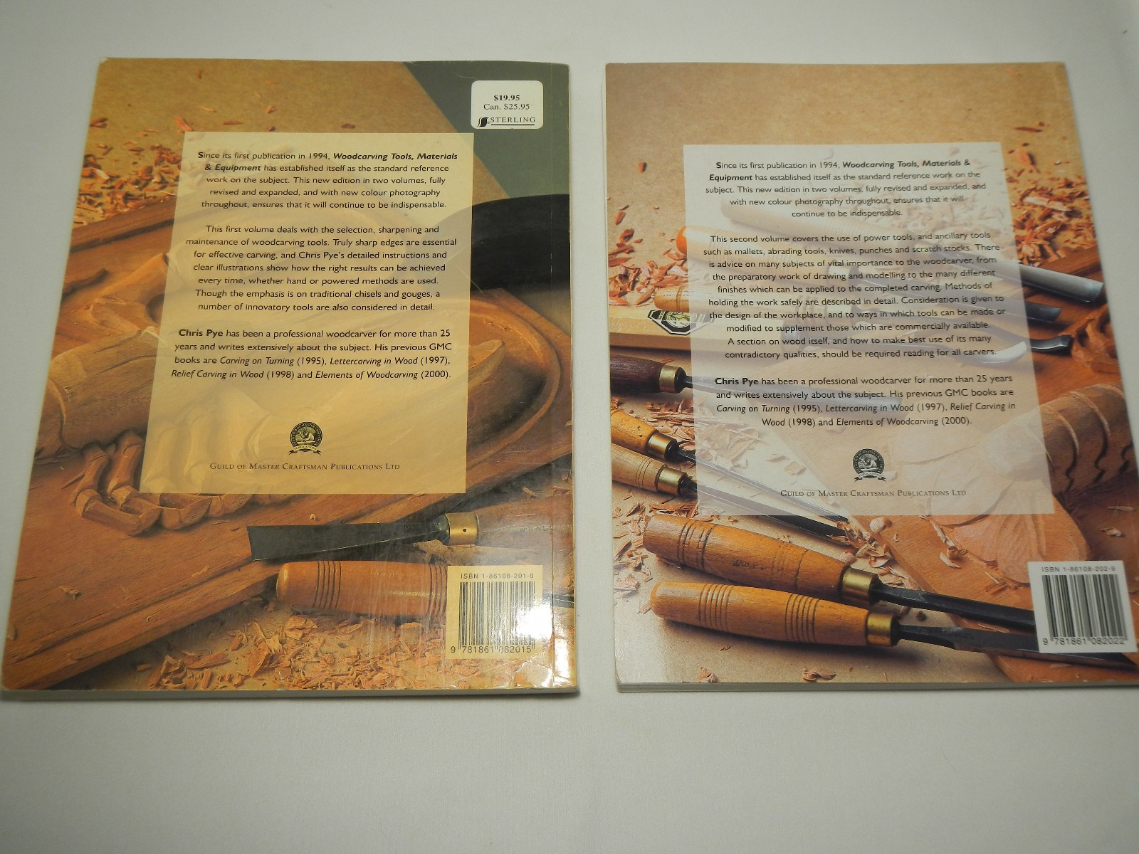 WOODCARVING TOOLS, MATERIALS & EQUIPMENT 2 paperback Books Vol 1 & 2 CHRIS PYE