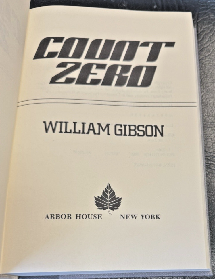 Count Zero William Gibson 1st Edition 1st Printing 1986 HC/DJ Cyberpunk Rare