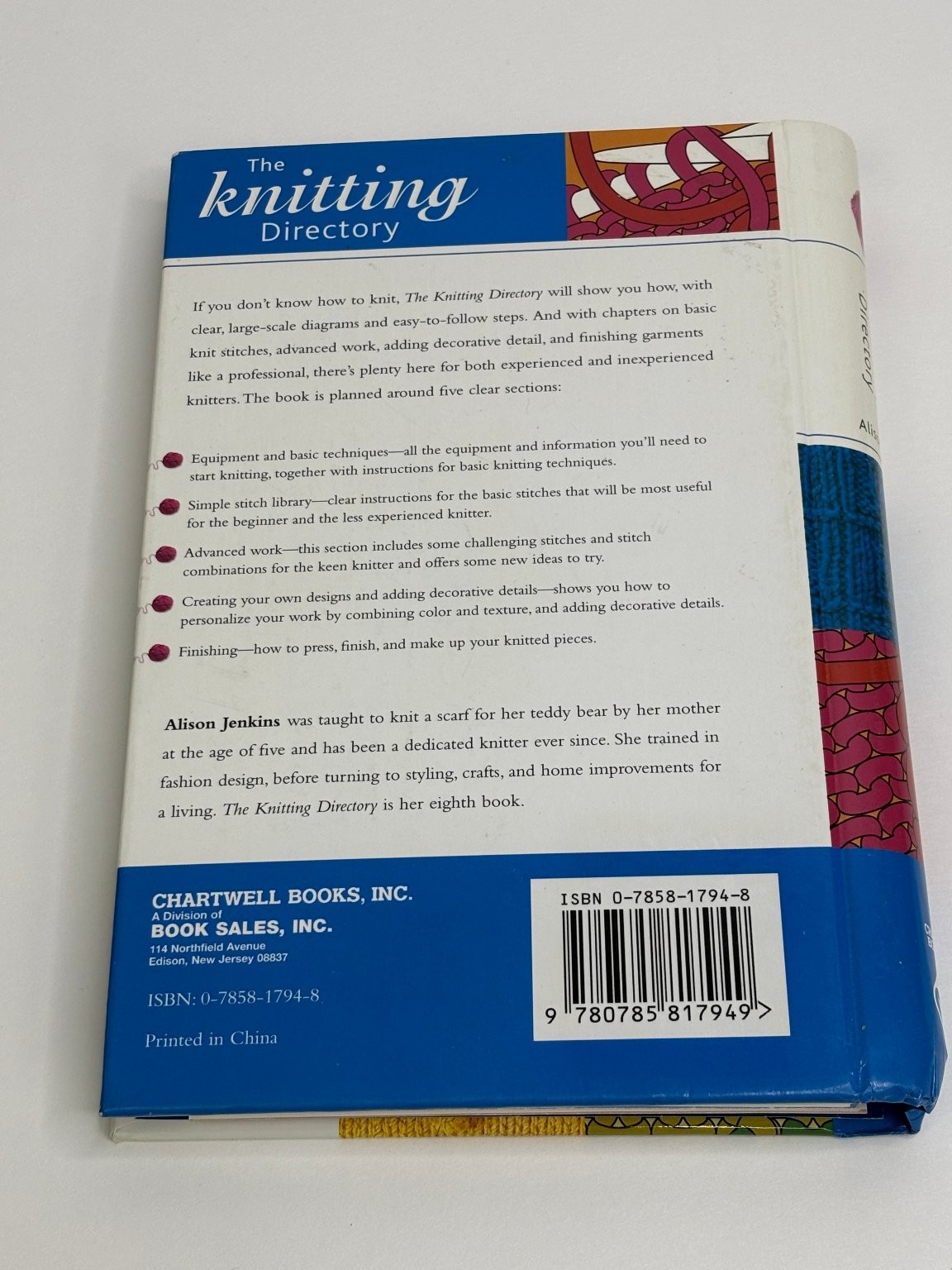 The Knitting Directory Alison Jenkins 2004 Spiral Bound Guide Chartwell