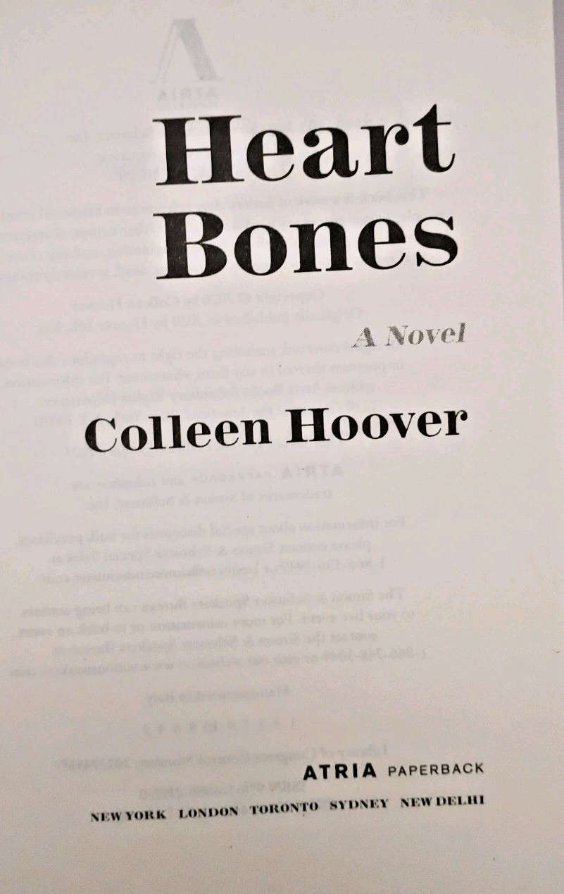 Heart Bones Colleen Hoover 1st Ed 1st Print Trade PB Romance Like New 📚💙