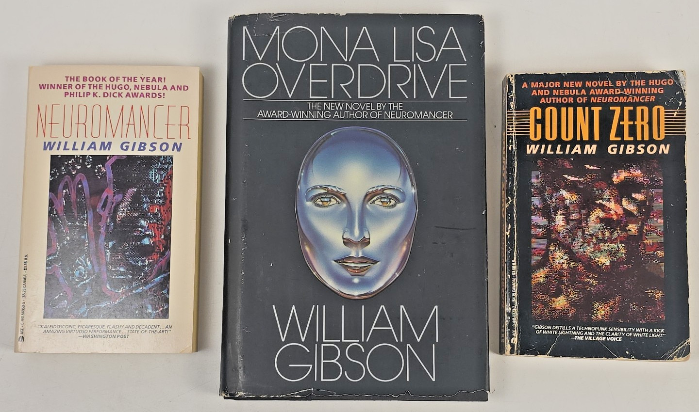 3 William Gibson Sprawl Trilogy ~ Mona Lisa (HC, 1st), Neuromancer & Count Zero
