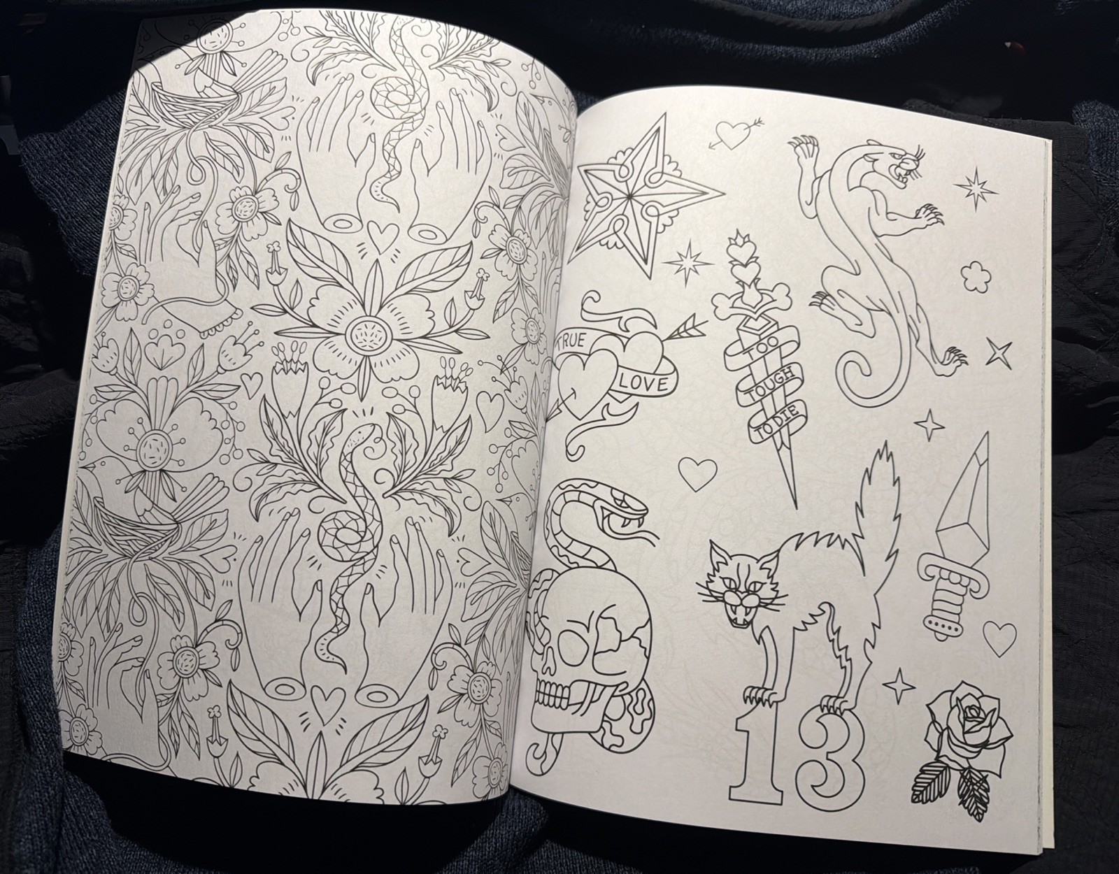 Tattoo Design Coloring Book ~ 48 pages ~ variety of Images ~ Mindful Coloring