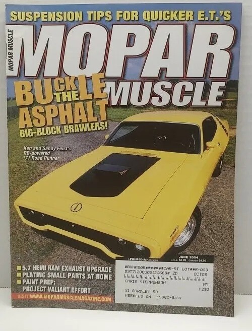Mopar Muscle June 2004 Magazine 71 446 Pack Roadrunner 5.7 Hemi