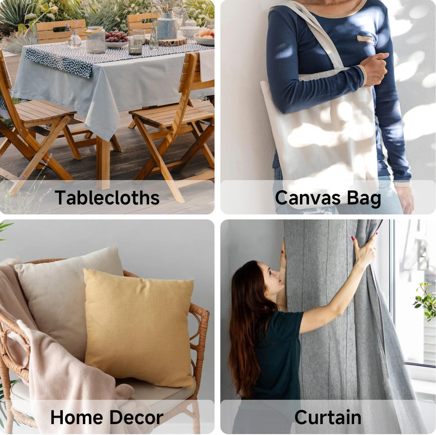 Canvas Fabric by the Yard, 59“ Wide, 10Oz Premium Natural Cotton Duck Canvas Fa
