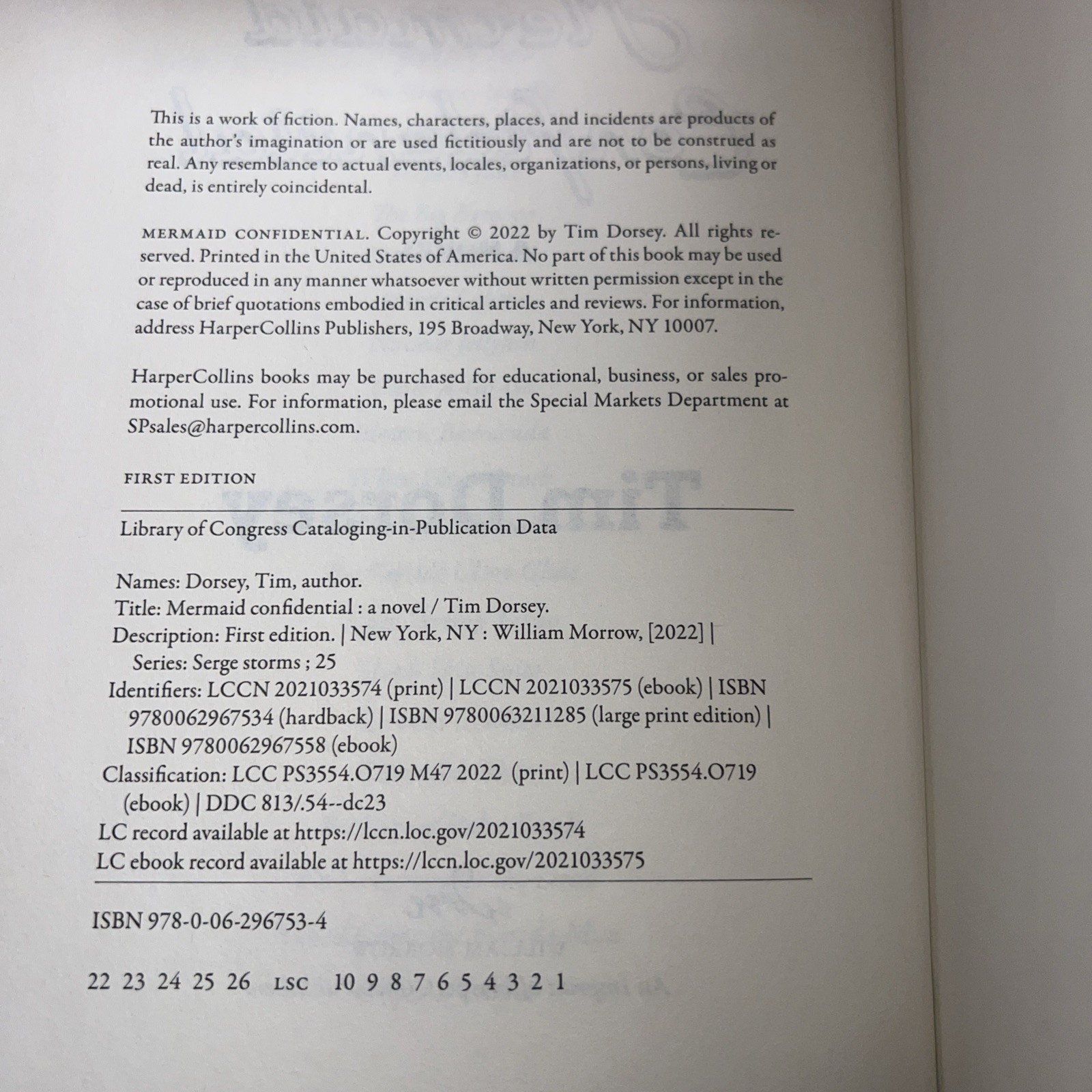 Tim Dorsey’s Mermaid Confidential HC 1st Edition 1St Print. ￼