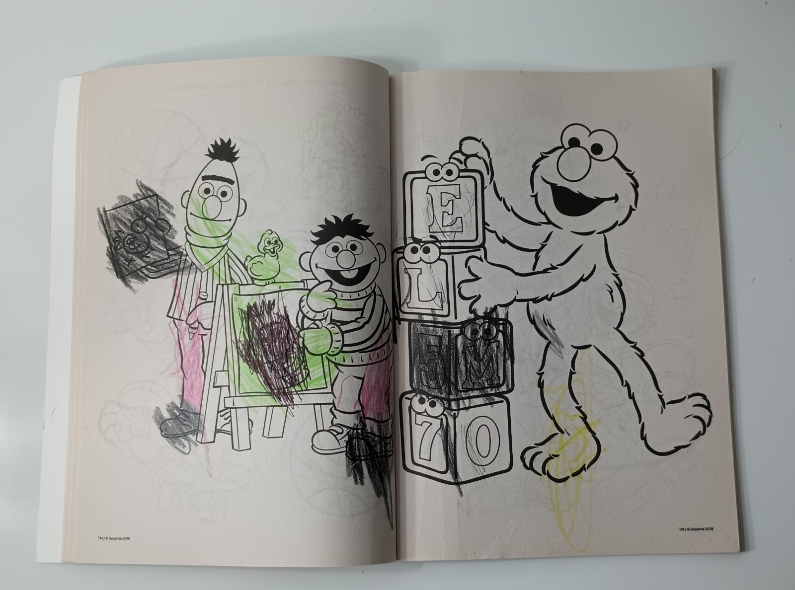 Sesame Street 123 Play With Me Jumbo Coloring Activity Book 2 Pages Used 2018