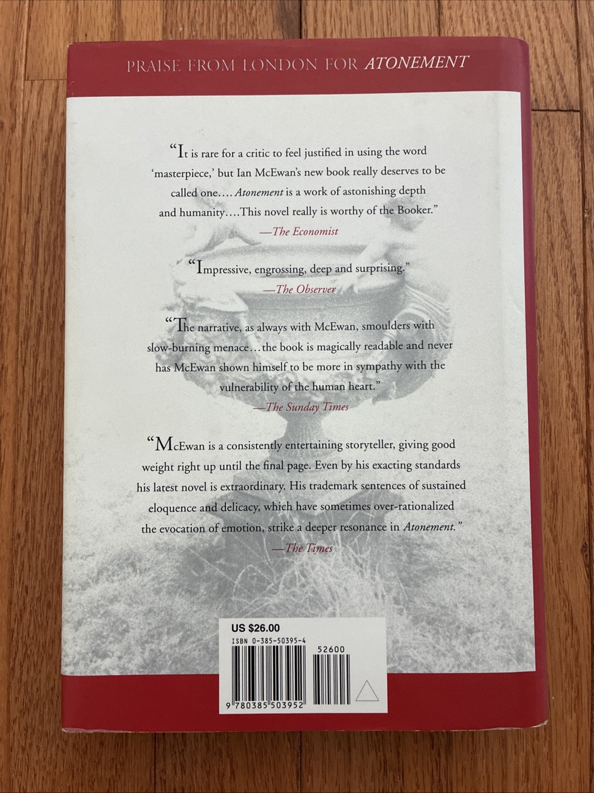 Atonement : A Novel by Ian McEwan (2002, Hardcover) First American Printing