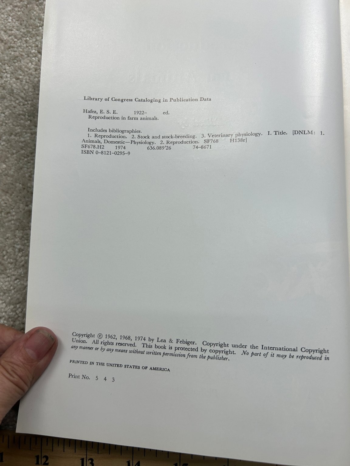 Reproduction in Farm Animals Hafez 1974 Third Edition Veterinary Science Lea &