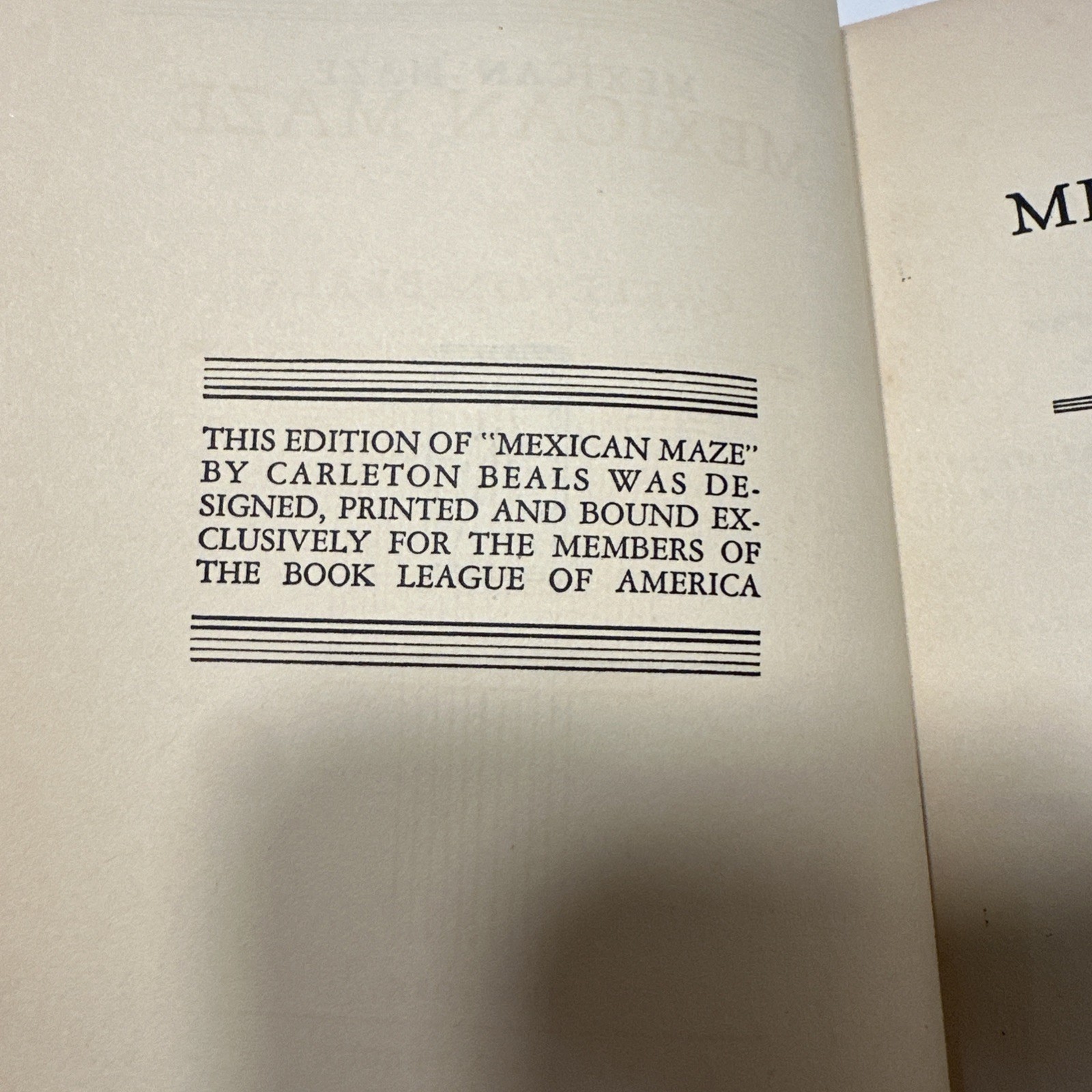 Mexican Maze By Carleton Beals 1931 Hardback Vintage