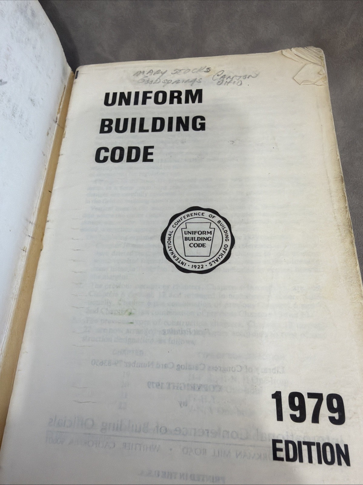 1979 Uniform Building Code ICBO Vintage Construction Contractor Manual