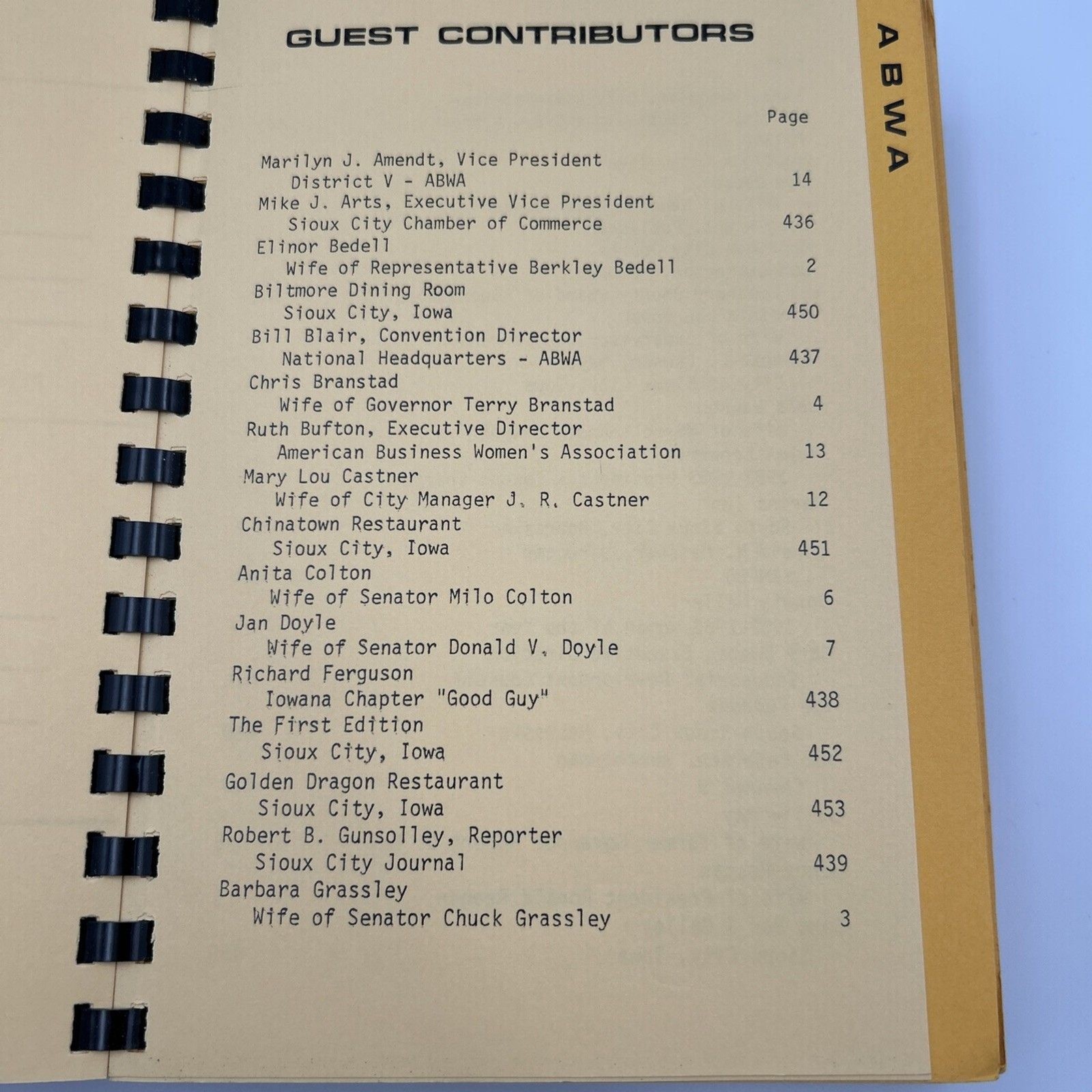 ABWA Our Favorite Recipes Cookbook 1983 Recipe Book 520 pages – w/Nancy Reagan