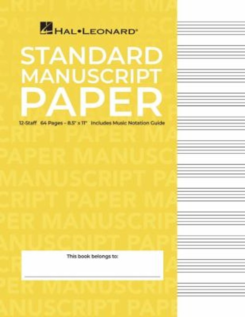 Standard Manuscript Paper – 64 Pages, 12 Staves per Page, 8-1/2 X