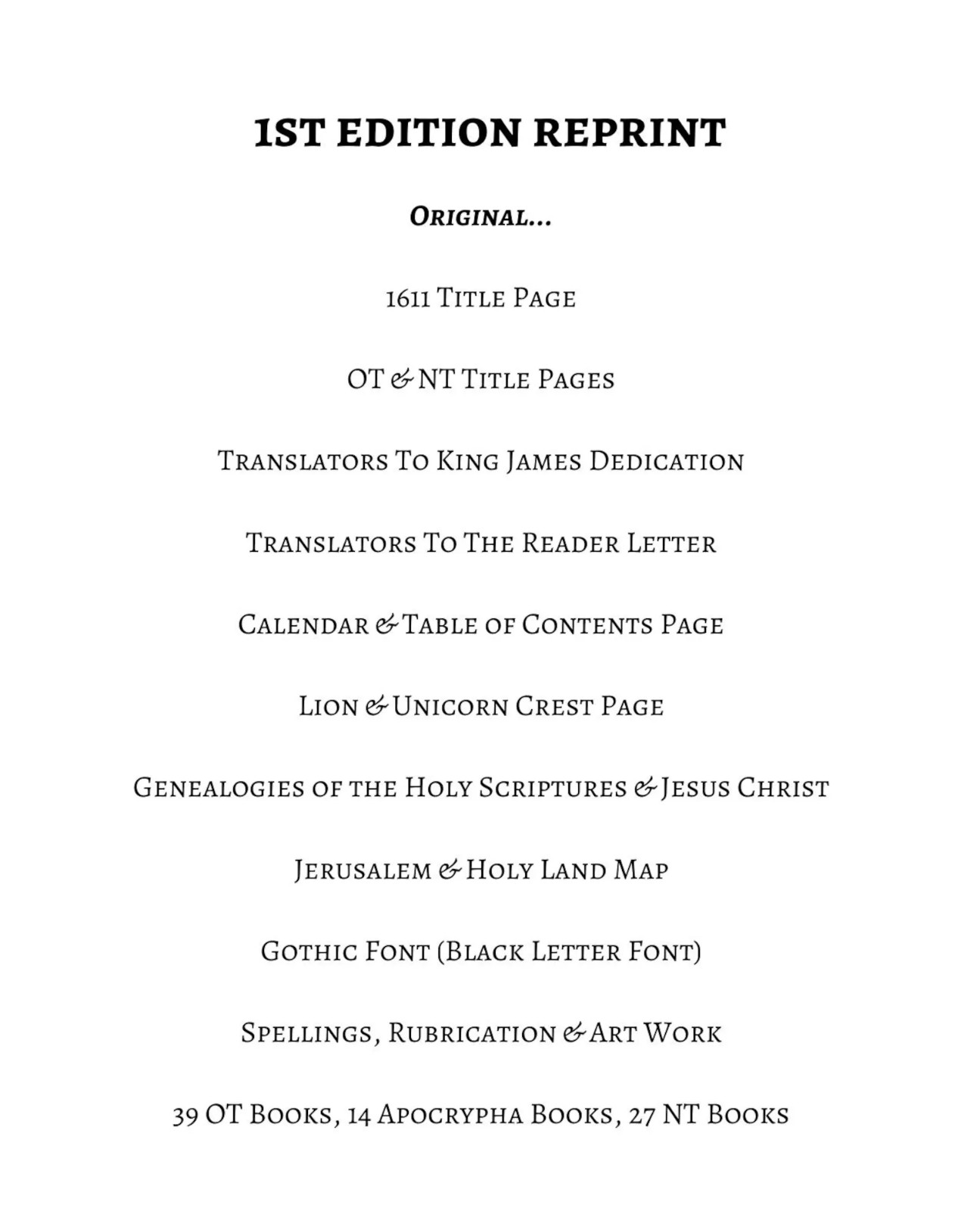 1611 KJV Facsimile w/ Apocrypha: Original Spellings & Art Work (11x7x1.5)