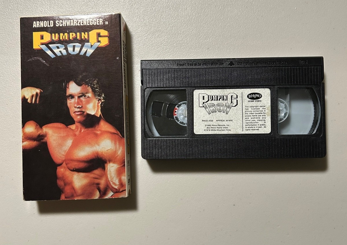 Vintage Pumping Iron Book by Charles Gaines, G. Butler & Schwarzenegger VHS Tape