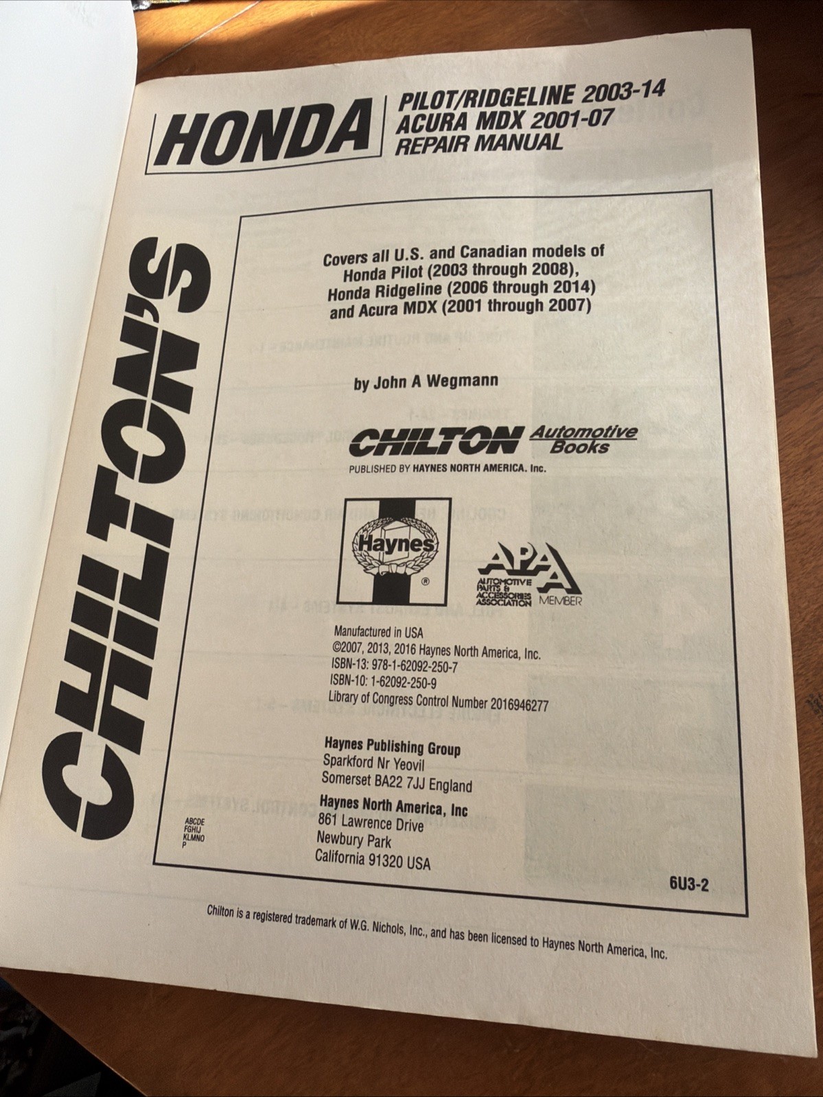 Chilton Honda Pilot/Ridgeline 2003-14 Acura MDX 2001-07 Repair Manual #30400