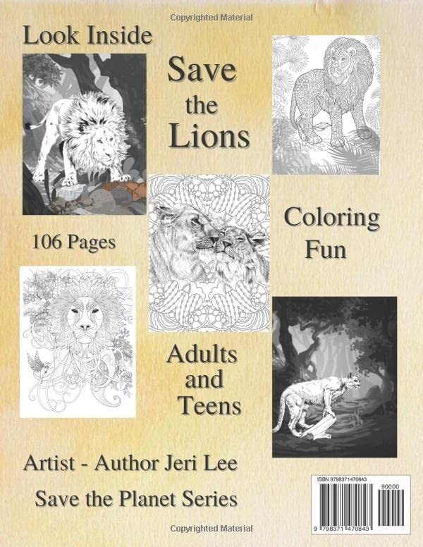 Best Lion Coloring Book save the Lions 108 Pages 8.5 x 11 for All Ages