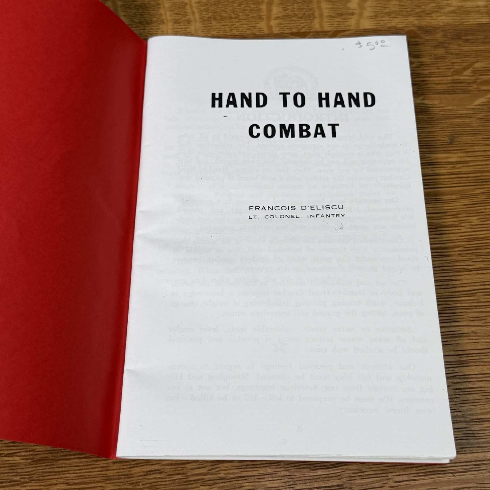Original Hand to Hand Combat by Francois D’Eliscu Last Word Press Pamphlet Book
