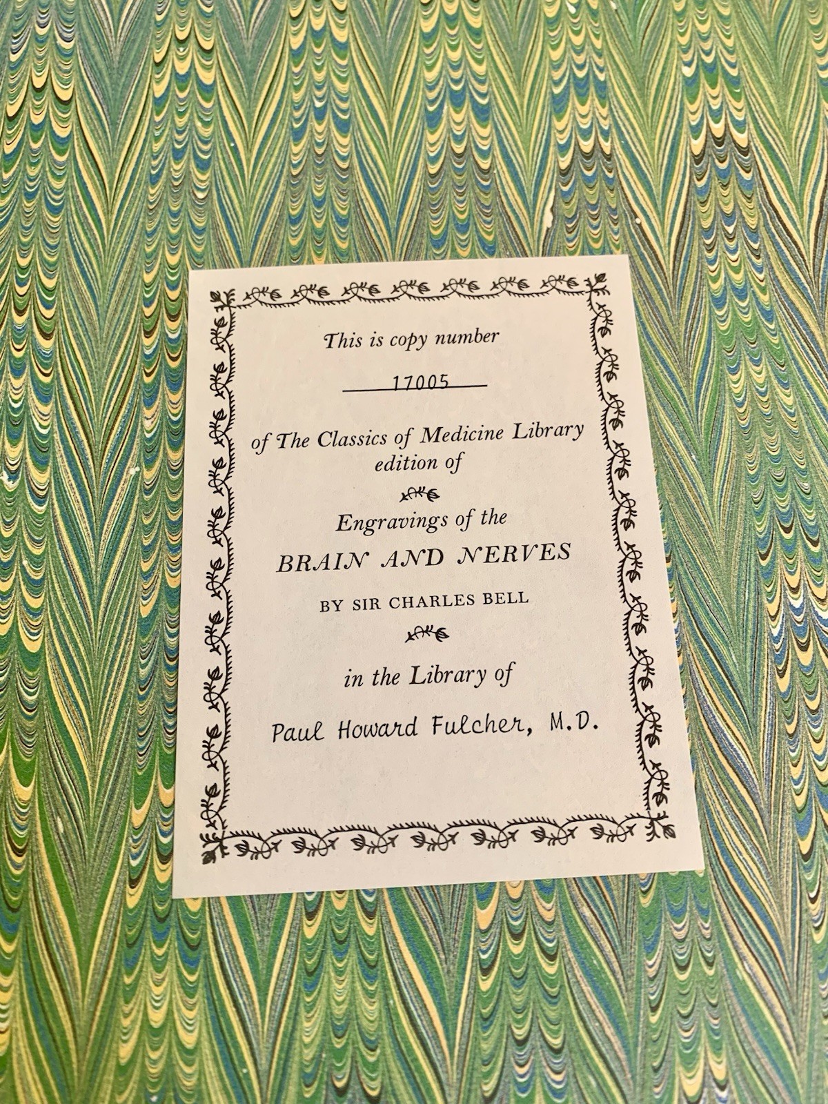 Charles Bell ENGRAVINGS OF THE BRAIN & NERVES Classic of Medicine 1982 Near Mint