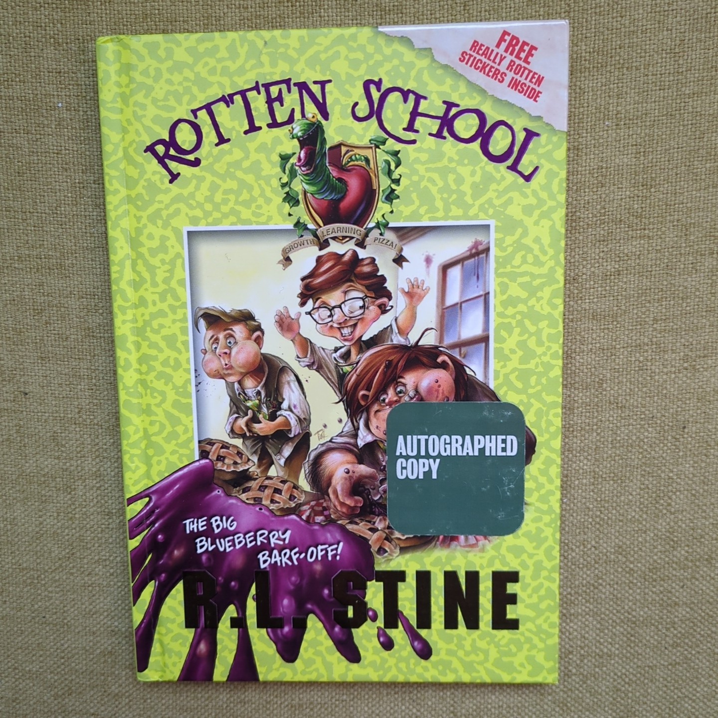 S1GNED 1st Edition Rotten School Big Blueberry Barf Off Stickers Inc R.L. Stine