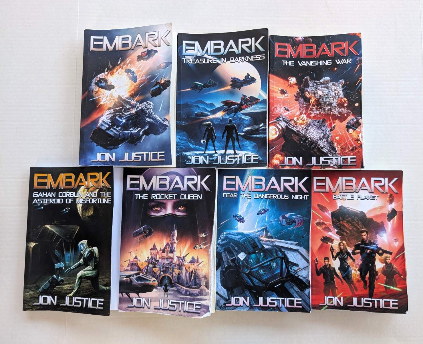 Jon Justice Embark Complete Book Series 1 2 3 4 5 6 7 Paperback Space Opera