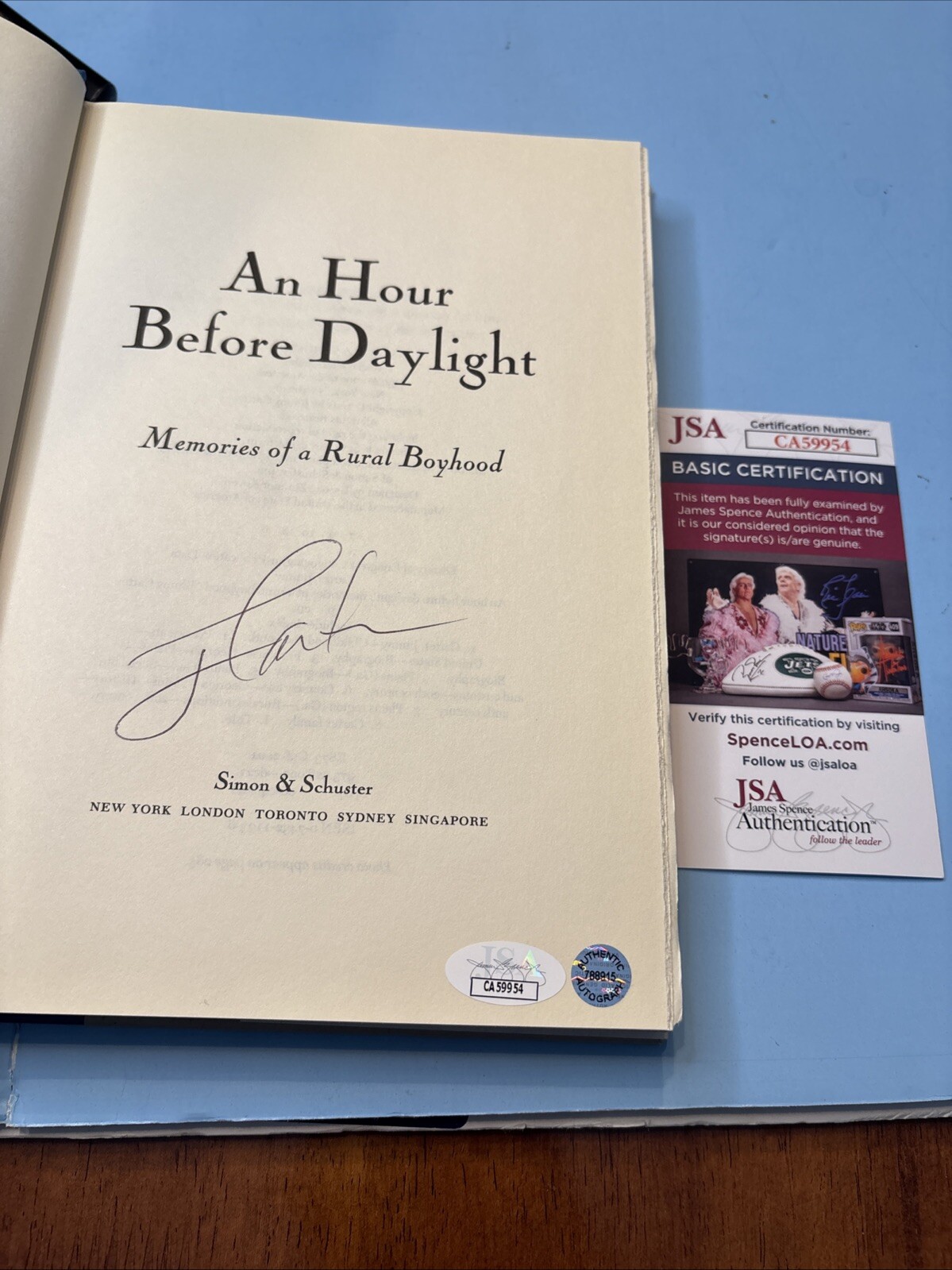 SIGNED An Hour Before Daylight : Memories Jimmy Carter Hologram JSA