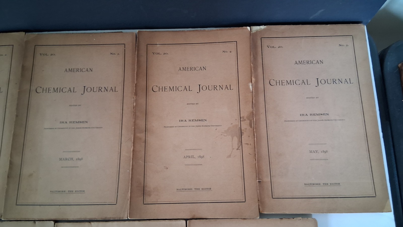Rare Antiquarian Chemical Journal Set Ira Remsen 1898 Vol 20 No 1 2345679 10