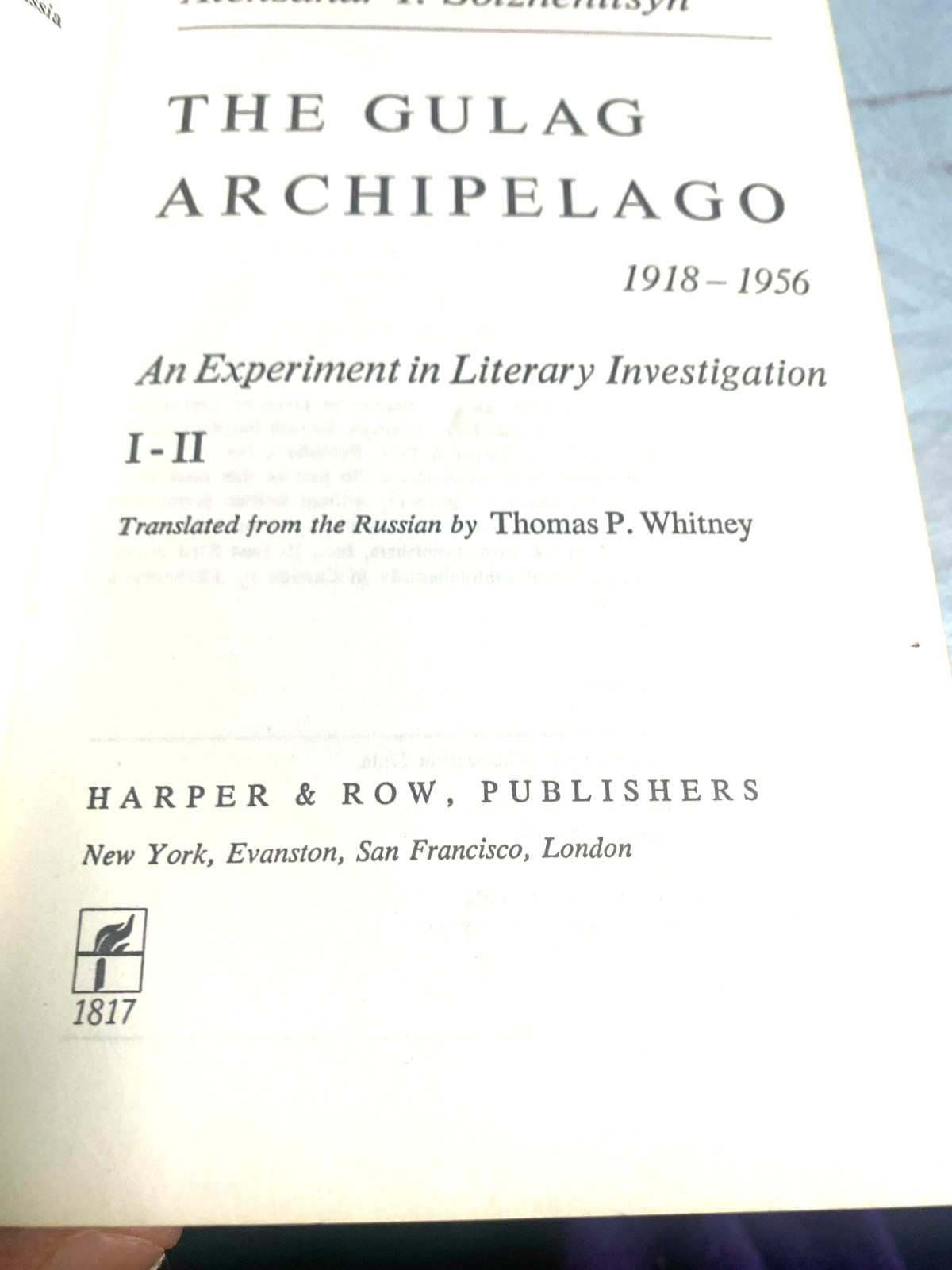 RARE 1ST EDITION! The Gulag Archipelago 1 by Aleksandr I. Solzheitsyn A GREAT PB