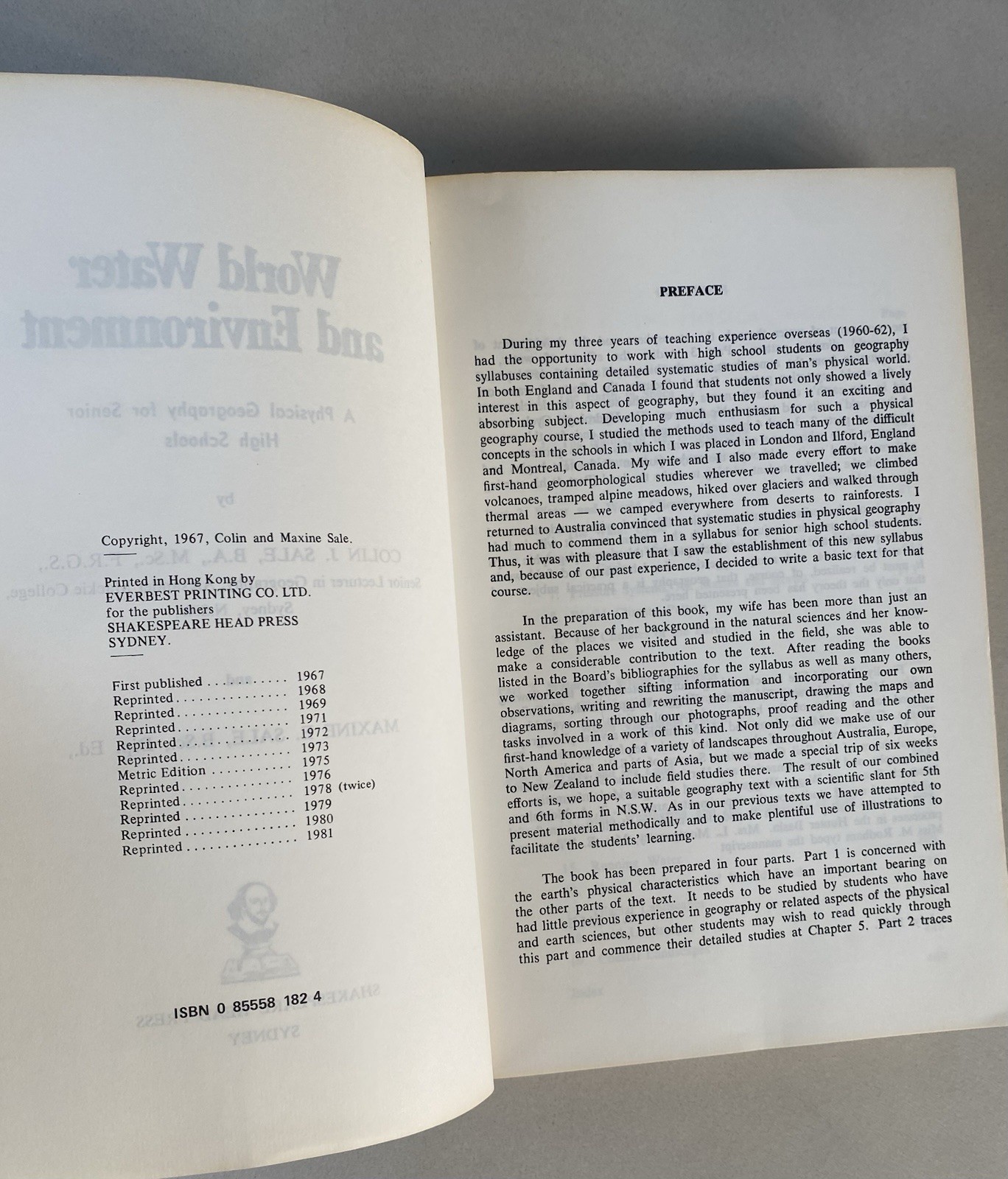 World Water and Environment by Colin & Maxine Sale (1981 Softcover)
