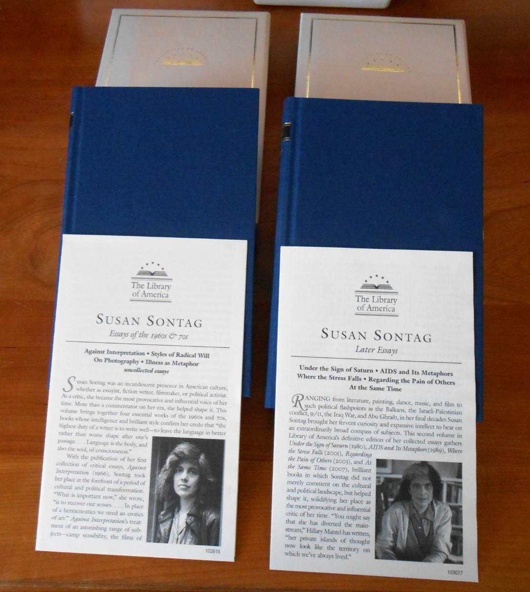 Library Of America SUSAN SONTAG 2 Vol Set 1st printings inserts – HC/SC LN