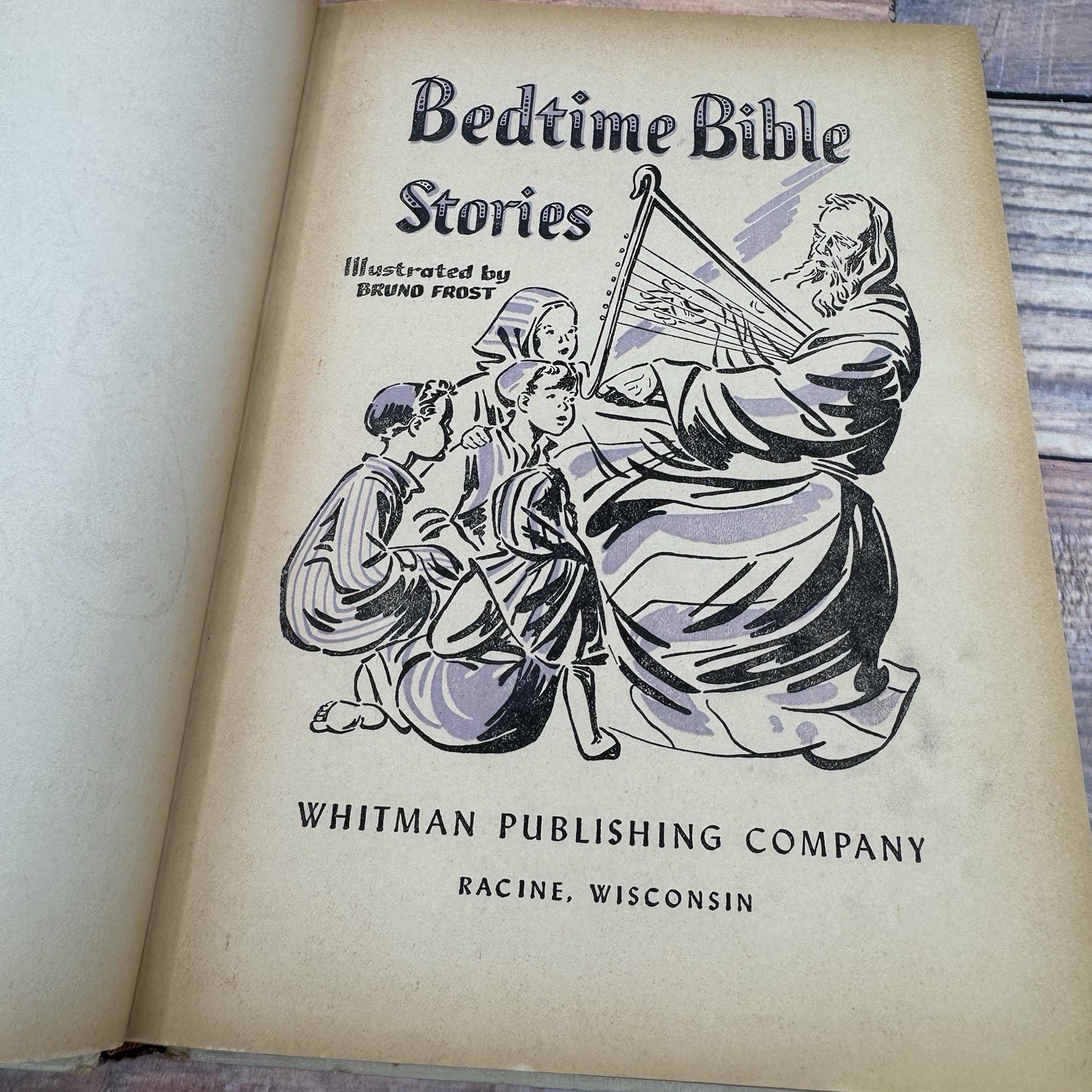 Vintage Bedtime Bible Stories Book 1955 Hard Cover Whitman Publishing USA Illus