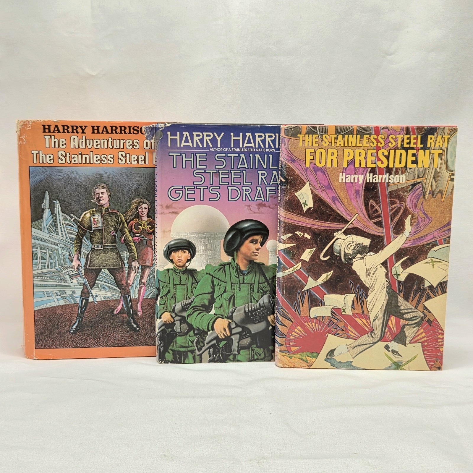 Stainless Steel Rat 3 Book Lot Hardcover Harry Harrison Adventures, Gets Drafted
