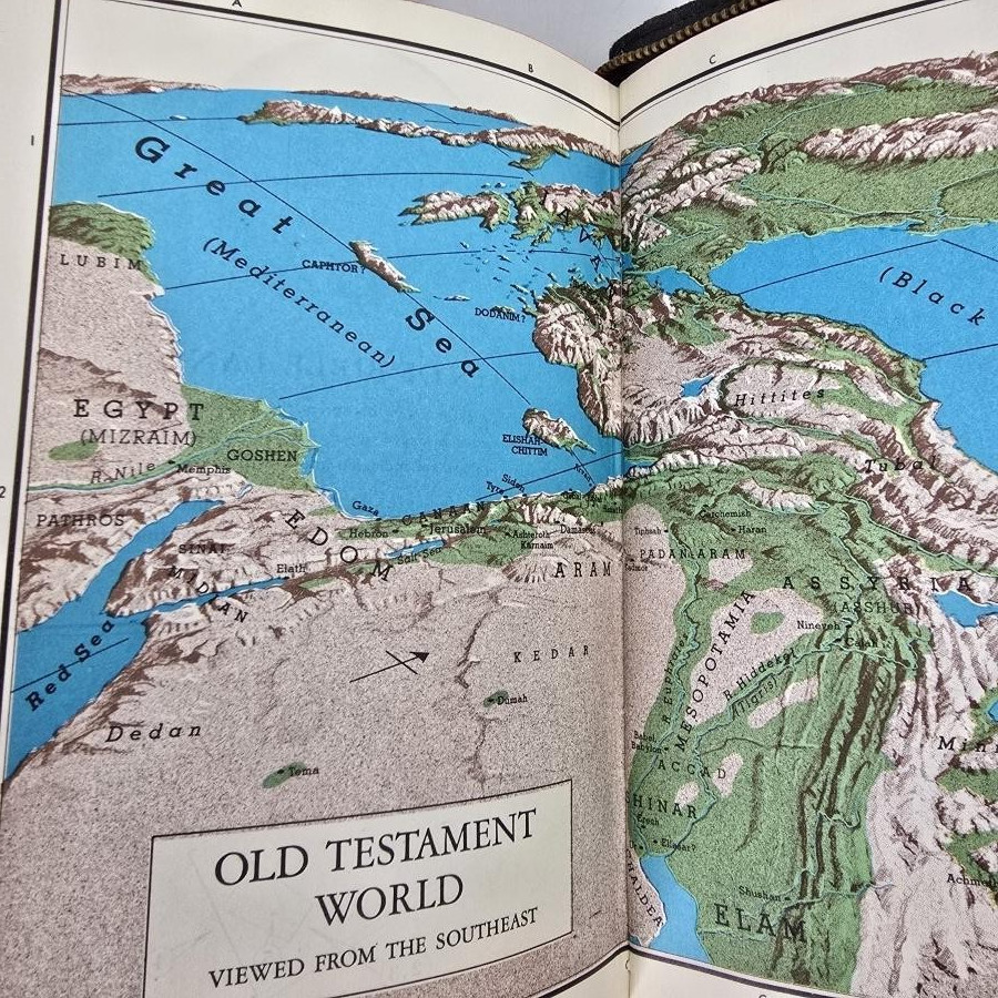 Holy Bible KJV King James Black Zippered Leather Maps 1963 Am Bible Society Vtg