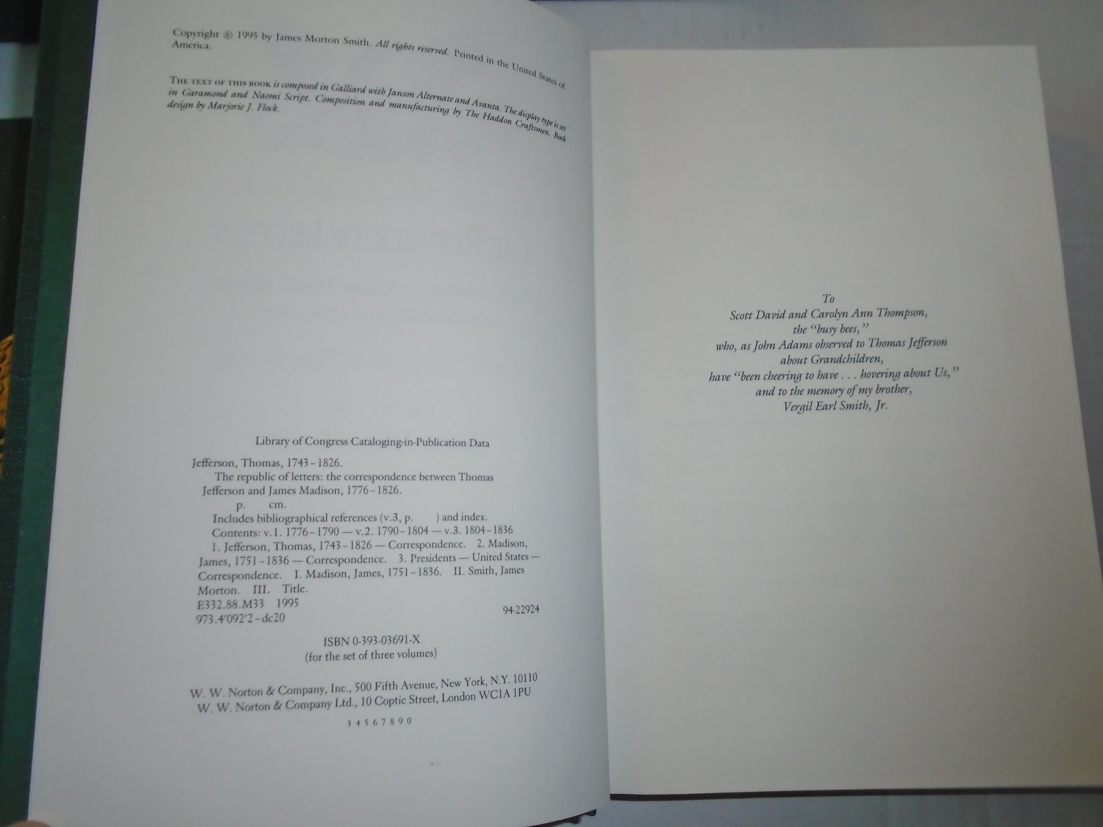 1995-Republic of Letters: The Correspondence Thomas Jefferson and James Madison