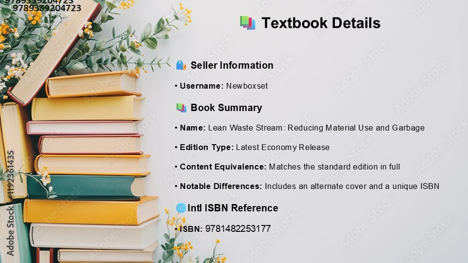 Lean Waste Stream: Reducing Material Use by Marc Jensen 9781482253177