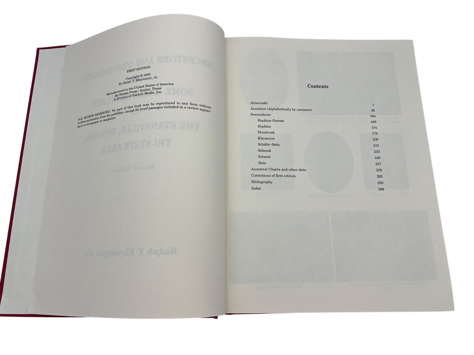 Evansville Indiana Tri-State Genealogy Book Ralph Kleymeyer 342 Pages HC Revised
