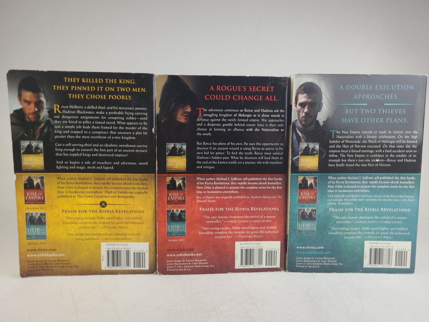 Lot 3 Riyria Revelations PB Books Theft Swords Rise Empire Heir Novron Sullivan